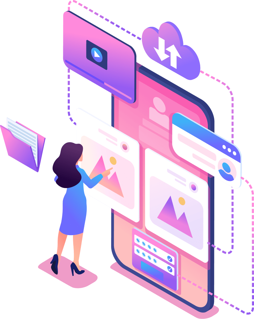 女性が資料をダウンロードしている様子
